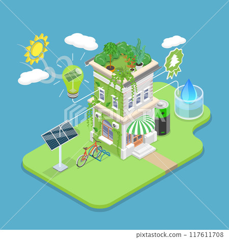 3D Isometric Flat Vector Illustration of Save Water and Electricity, Natural Resources Preserving 3D Isometric Flat Vector Illustration of Save Water and Electricity, Natural Resources Preserving 117611708