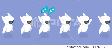 3D Isometric Flat Vector Illustration of Chatbot, Help Assistance, Artificial Intelligence Support 117611738