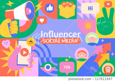 Influence social media.Influencer marketing, smm 117611847