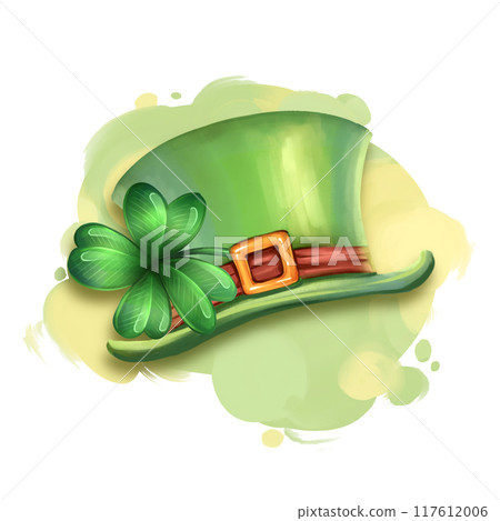 Leprechaun hat illustration. Cartoon element of Irish beer festival St Patrick's day. 117612006