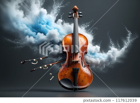 violin on abstract musical background, beauty of music 117612039
