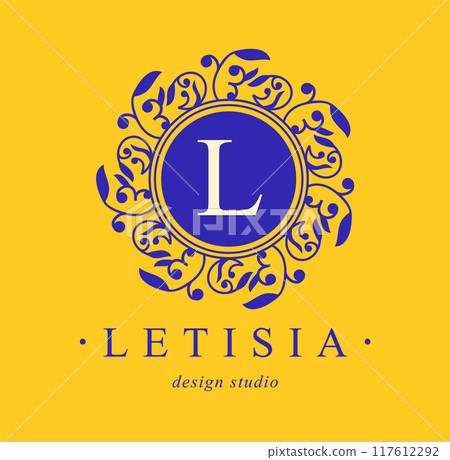 Botanical Logos. Monogram with Organic Plant Elements. Botanical Logos. Monogram with Organic Plant Elements. 117612292