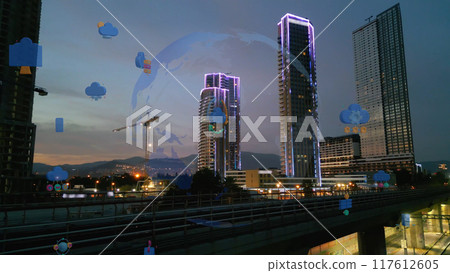 Cloud computing concept. Communication network. High quality photo 117612605