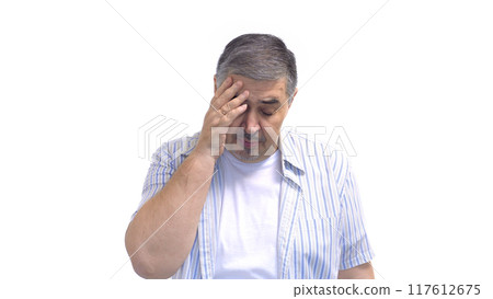 Tired man. Isolated on white background. 117612675