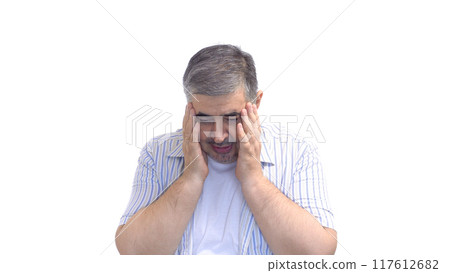 Tired Man Rubbing His Temple 117612682