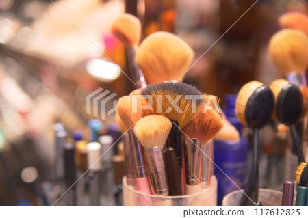 Makeup brush set at beauty store, Makeup brush set at beauty store, 117612825