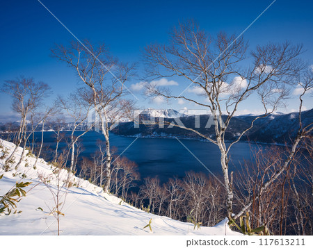 Lake Mashu in winter 117613211