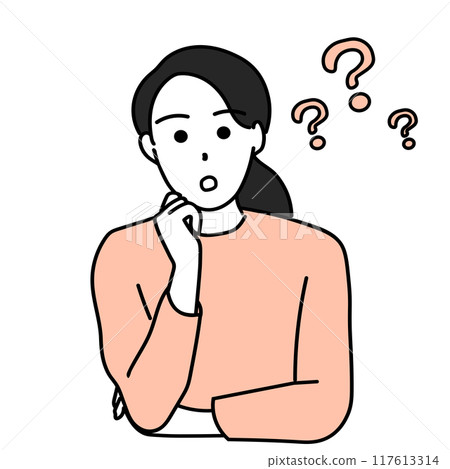Question / Question mark Illustration of a young woman 117613314