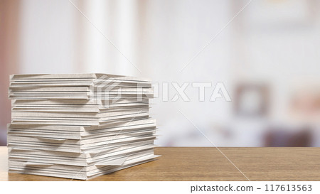 The paper on wood table for Background or Business concept 3d rendering. The paper on wood table for Background or Business concept 3d rendering. 117613563