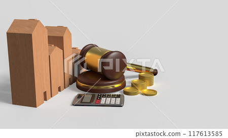 The hammer and house for Auction or law concept 3d rendering. The hammer and house for Auction or law concept 3d rendering. 117613585
