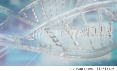 The melatonin on dna Background for sci or health concept 3d rendering. The melatonin on dna Background for sci or health concept 3d rendering. 117613586