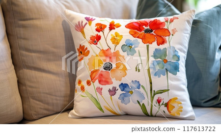Decorative floral throw pillow. 117613722