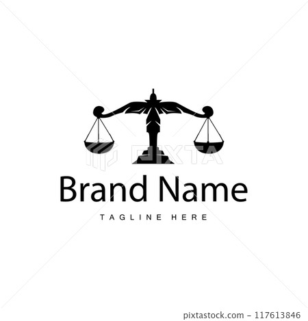 Simple legal scale logo justice court simple black silhouette template vector design 117613846