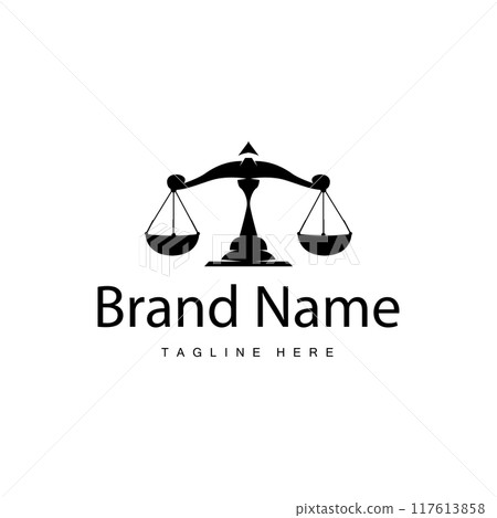 Simple legal scale logo justice court simple black silhouette template vector design 117613858