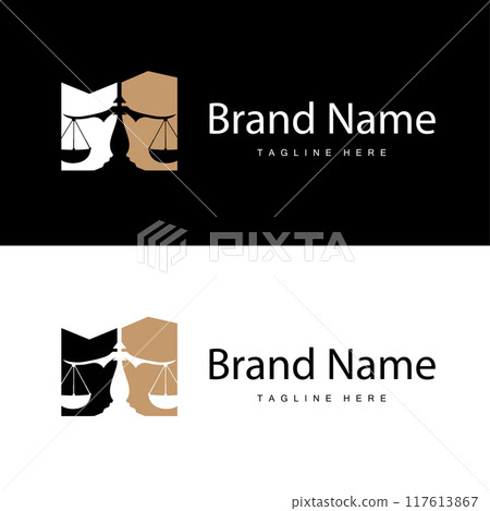 Simple legal scale logo justice court simple black silhouette template vector design 117613867