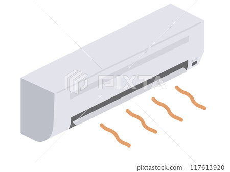 散發熱空氣的空調的等軸圖 117613920