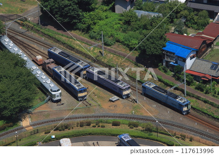 An EF63 electric locomotive preserved in working order at the Usui Pass Railway Heritage Park in Gunma Prefecture An EF63 electric locomotive preserved in working order at the Usui Pass Railway Heritage Park in Gunma Prefecture 117613996