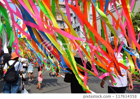 Fussa Tanabata Festival on a sunny day in Tokyo Fussa Tanabata Festival on a sunny day in Tokyo 117614358