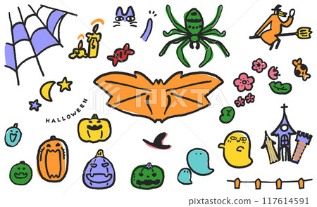 Halloween decoration items icon set stock illustration material Halloween decoration items icon set stock illustration material 117614591
