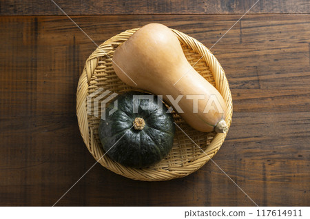 Butternut squash and Botchan pumpkin Butternut squash and Botchan pumpkin 117614911