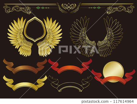 羽毛徽章和絲帶框架 117614964