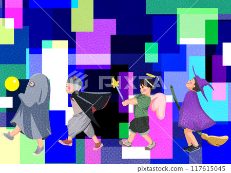 萬聖節孩子排隊 117615045