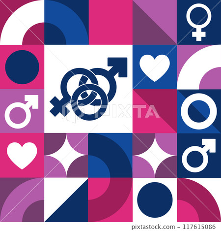 Celebrate Bisexuality Day. September 23. Seamless geometric pattern. Template for background, banner 117615086