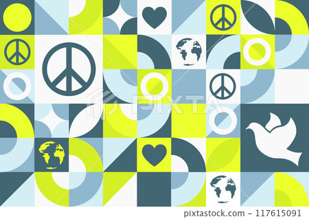 International Day of Peace. September 21. Seamless geometric pattern. Template for background 117615091