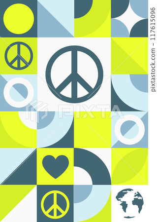 International Day of Peace. September 21. Seamless geometric pattern. Template for background International Day of Peace. September 21. Seamless geometric pattern. Template for background 117615096