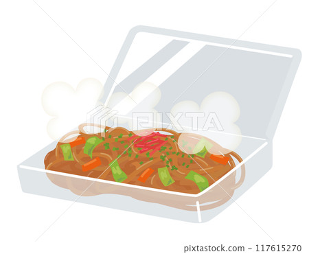 Steaming package of fried noodles Steaming package of fried noodles 117615270