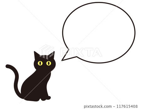 Illustration of a black cat with a speech bubble Illustration of a black cat with a speech bubble 117615408