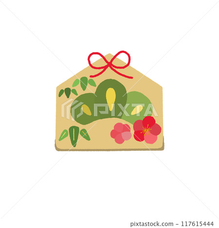 Pine, bamboo and plum votive plaque Pine, bamboo and plum votive plaque 117615444