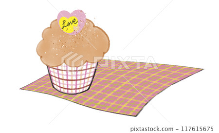 可愛的粉紅色紙杯蛋糕 - 帶心形配料 - 16:9 117615675