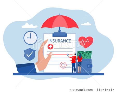 Health insurance concept,Patient reviews document carefully Care medical, Reliable protection, healthcare plan choice metaphor. Can use for web banner Health insurance concept,Patient reviews document carefully Care medical, Reliable protection, healthcare plan choice metaphor. Can use for web banner 117616417