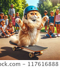 Cat playing skateboard 117616888