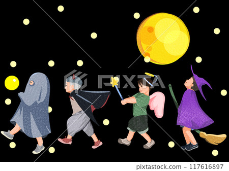 孩子們在萬聖節那天 117616897