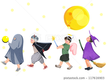 孩子們在萬聖節那天 117616903