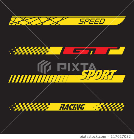 Sport yellow car decals set 117617082