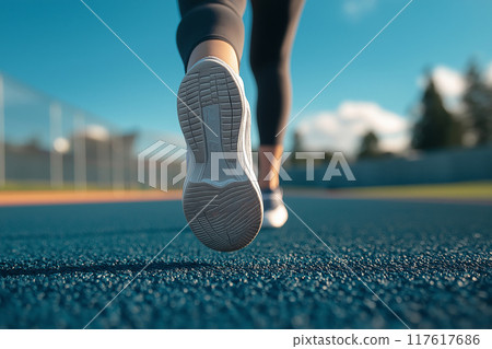 Women's footsteps to jog 117617686