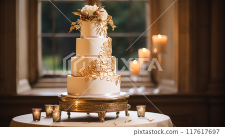 Wedding cake design, autumnal dessert styling and holiday decoration, multi-tier cake for an autumn event venue, food catering service and elegant country decor, cottage style inspiration 117617697