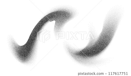 Dotwork abstract shapes, black grain texture, Abstract stipple sand effect, gradient from dots. Dotwork abstract shapes, black grain texture, Abstract stipple sand effect, gradient from dots. 117617751