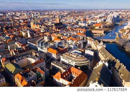 Aerial view of Wroclaw on Oder River with Market Square Aerial view of Wroclaw on Oder River with Market Square 117617884
