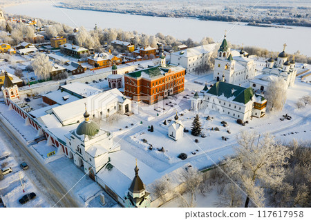 Aerial view of Spaso-Preobrazhensky Monastery in Murom in winter 117617958