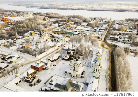 Aerial view of Murom overlooking Trinity convent and Annunciation Monastery 117617965