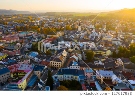 Aerial view of Czech town of Sumperk Aerial view of Czech town of Sumperk 117617988