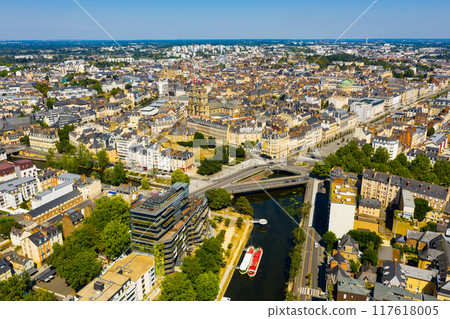 Rennes city with modern apartment buildings , Brittany region, France 117618005