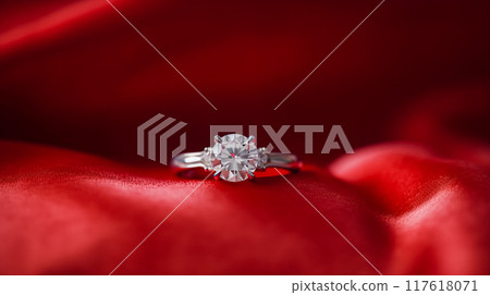 Jewellery, proposal and holiday gift, diamond engagement ring as symbol of love, romance and commitment affection Jewellery, proposal and holiday gift, diamond engagement ring as symbol of love, romance and commitment affection 117618071