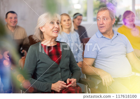 Elderly people study in classroom on refresher courses 117618100