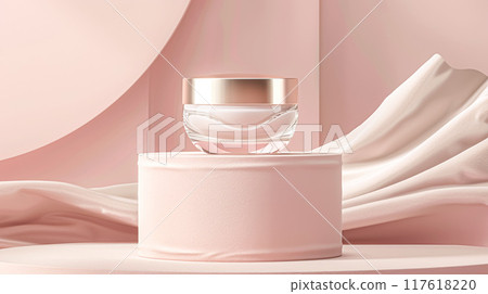 Face cream moisturiser, skincare and bodycare product on pink background, spa and organic beauty cosmetics for natural skin care routine 117618220