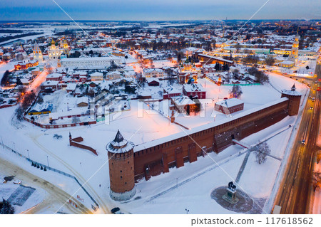 Aerial view of the architectural ensemble of ancient Kremlin. Russia 117618562